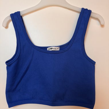 Crop top blu vivace a coste FB Sister Tg. S