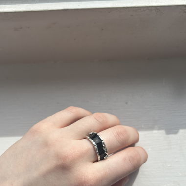 Chic mystical night sky ring (black, silver)