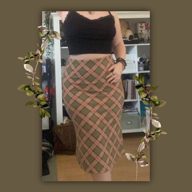 green plaid skirt