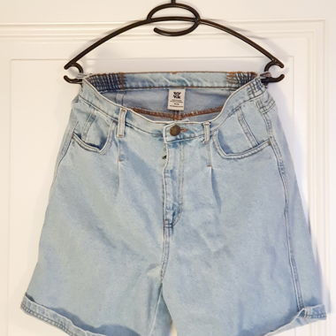 Short en jean clair taille haute 
