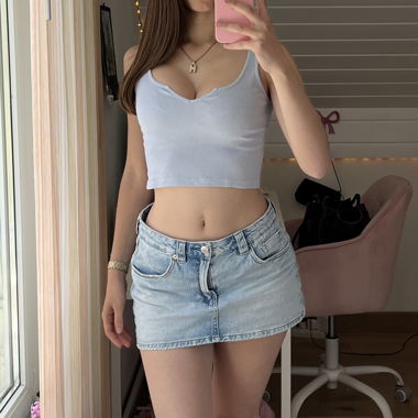 Cropped-Top gerippt blau Brandy Melville