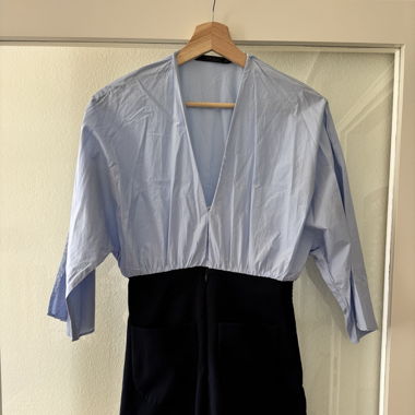 Combi short chemise bleu 
