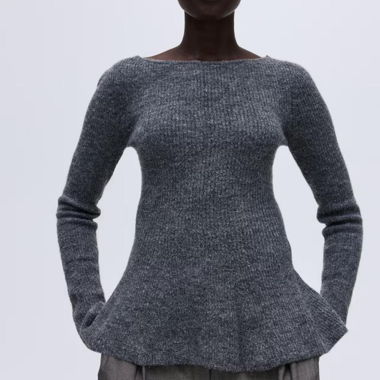 Pull en maille chinée gris