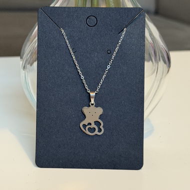 Collana argentata con ciondolo orsetto