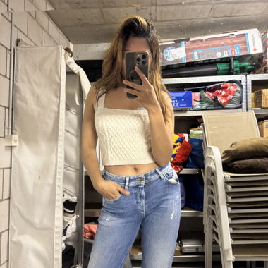 Cream knit crop top
