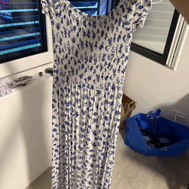 Abito lungo AMIS bianco blu