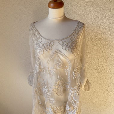 Cream Lace Tunic in Silk Fabric