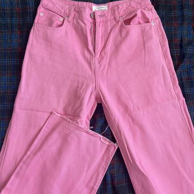 jeans roses à jambes larges