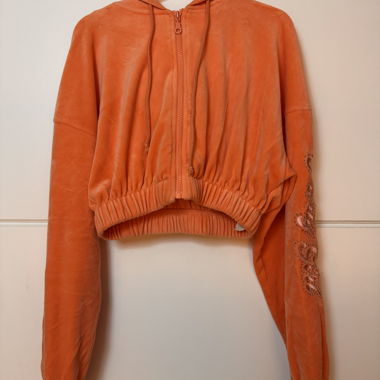 Giacca corta con cappuccio arancione/corallo Bershka S