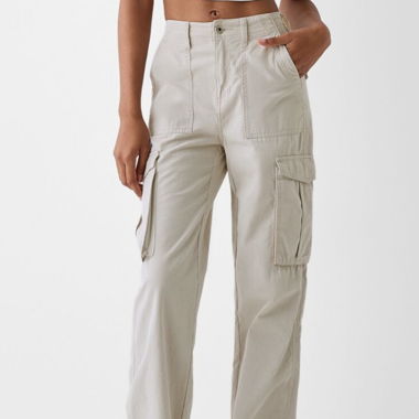 Bershka Straight Leg Adjustable Cargo Pants