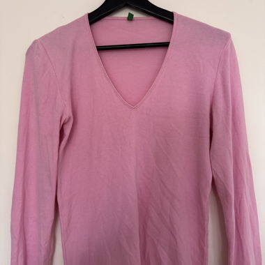 Maglione rosa scollo a V