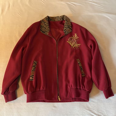 Veste zippée vintage à imprimé léopard