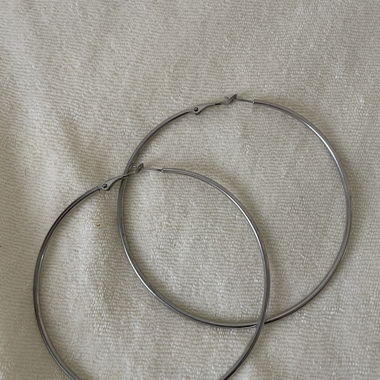 Large silver-tone hoop earrings