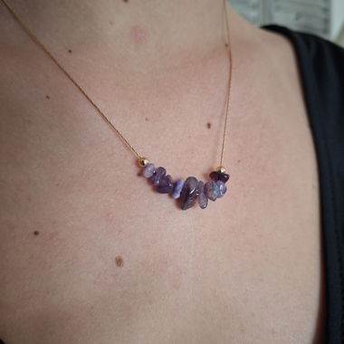 Collier pendentif améthystes 