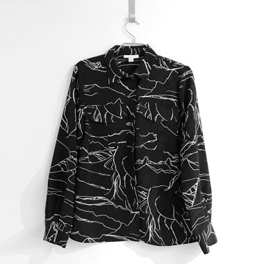 Blouse noire TOPSHOP à motif de lignes