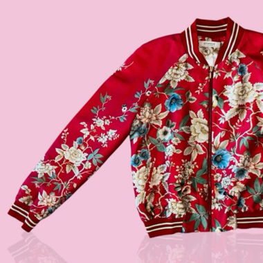 Bomber rouge à fleurs 