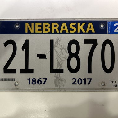 TARGA ORIGINALE USA, Nebraska 21-L870