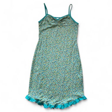 Green floral vintage dress (M)