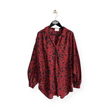 Chemise vintage rouge à motifs