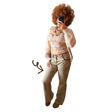 jean délavé taille basse évasé grunge