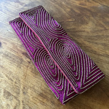 Fuchsia Embroidered Clutch
