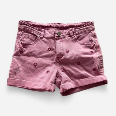Rosa bestickte Jeans-Shorts