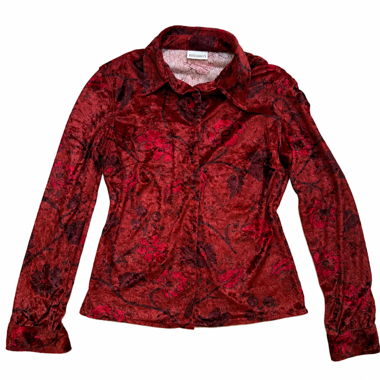 Chemisier rouge à motifs des années 90
