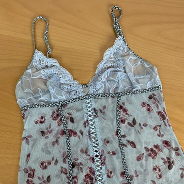 Blumiges „Corsagentop“ Gr. L/XL mit Spitze