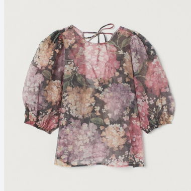Blusa floreale a maniche a palloncino