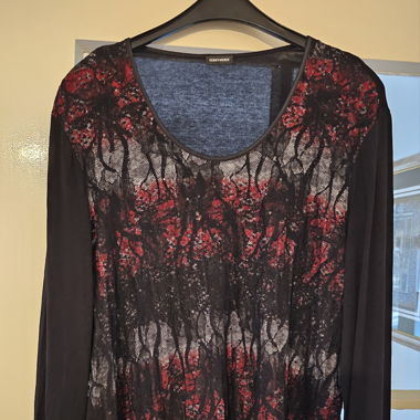 T-shirt femme GERRY WEBER noire dentelle rouge 