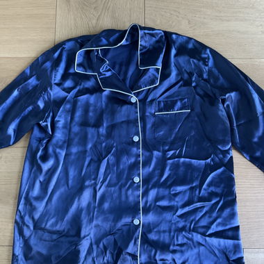 Blue Satin Pajama Top