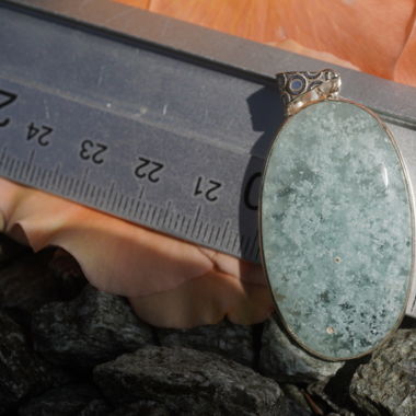 Blauer Phantomquarz   Anhänger Gefasst
