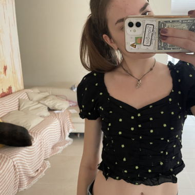 Black top with green details 
