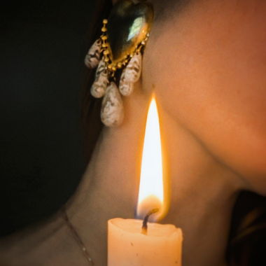 Boucles d'oreilles cœur avec gouttes style baroque
