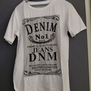 T-shirt bianca stampata DENIM No1