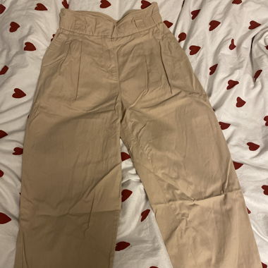 Beige Balloon fit cloth trousers