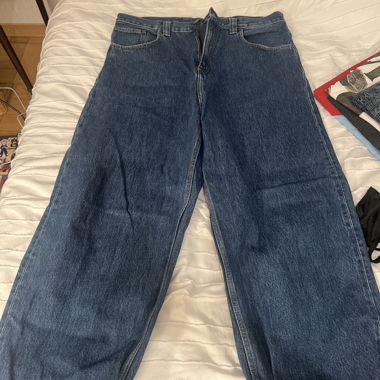 Jeans blu a gamba larga
