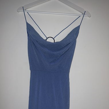 SHORT MINI DRESS GLITTER BABY BLUE
