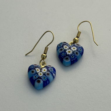 Ohrringe Herz mit blauen Blumen