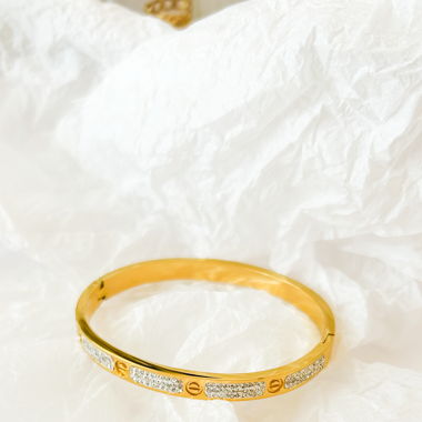 Zirconia Love Bangle Bracelet - 18k gold plated