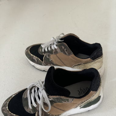 beige green sneakers