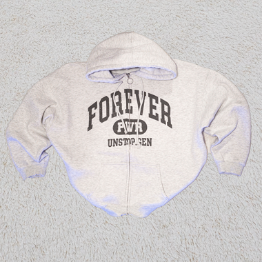 Grey Baggy Zip-Up Hoodie