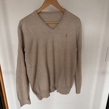 Beige V-Neck Sweater