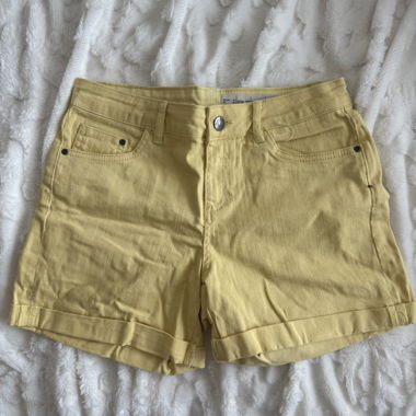 Yellow denim shorts