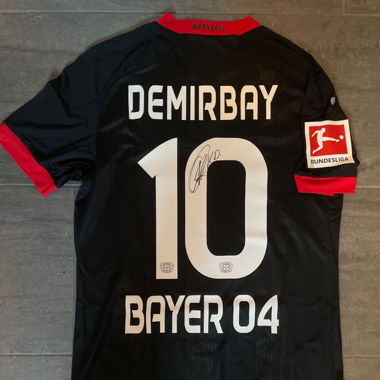 Matchworn Bayer Leverkusen Demirbay with COA