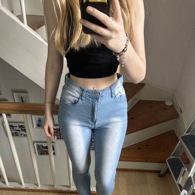 Jeans- hellblau/ weiss washed