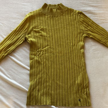 Pull côtelé jaune moutarde XS C&A taille 34