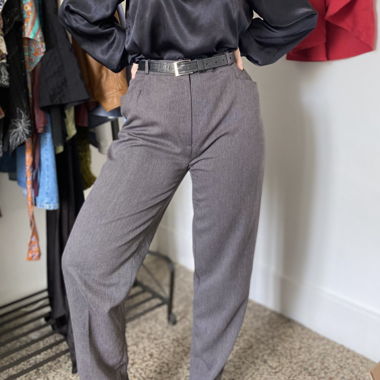 Vintage High Waist Grey Formal Pants Emma Pernelle