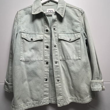 Zara denim jacket - mint green - size XS