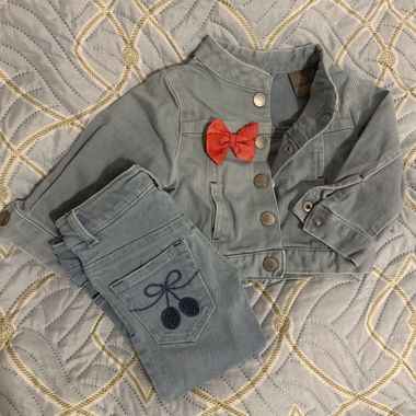 Ensemble veste en jean et pantalon Naturaline T.74